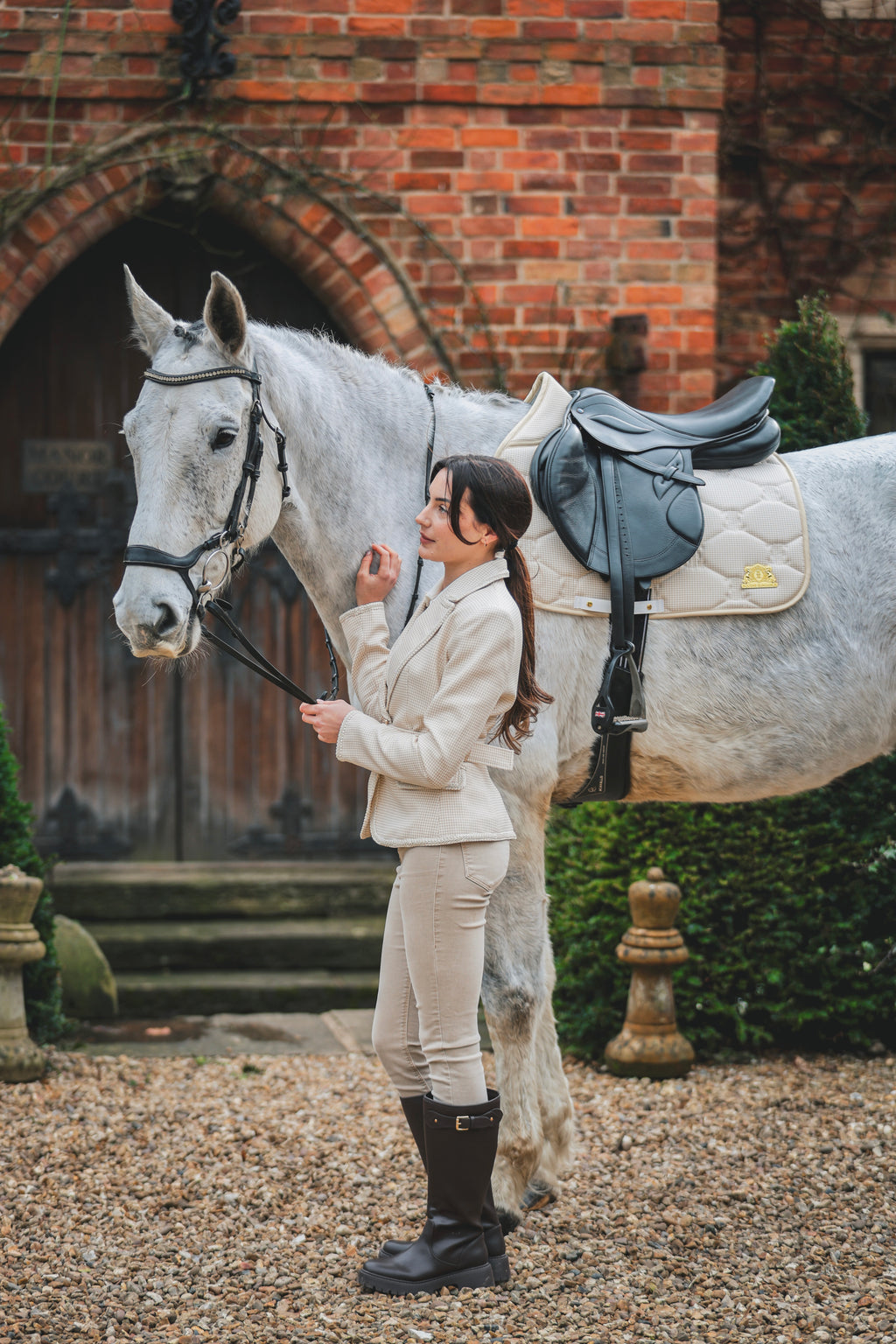 Cream & Gold tweed saddle pad