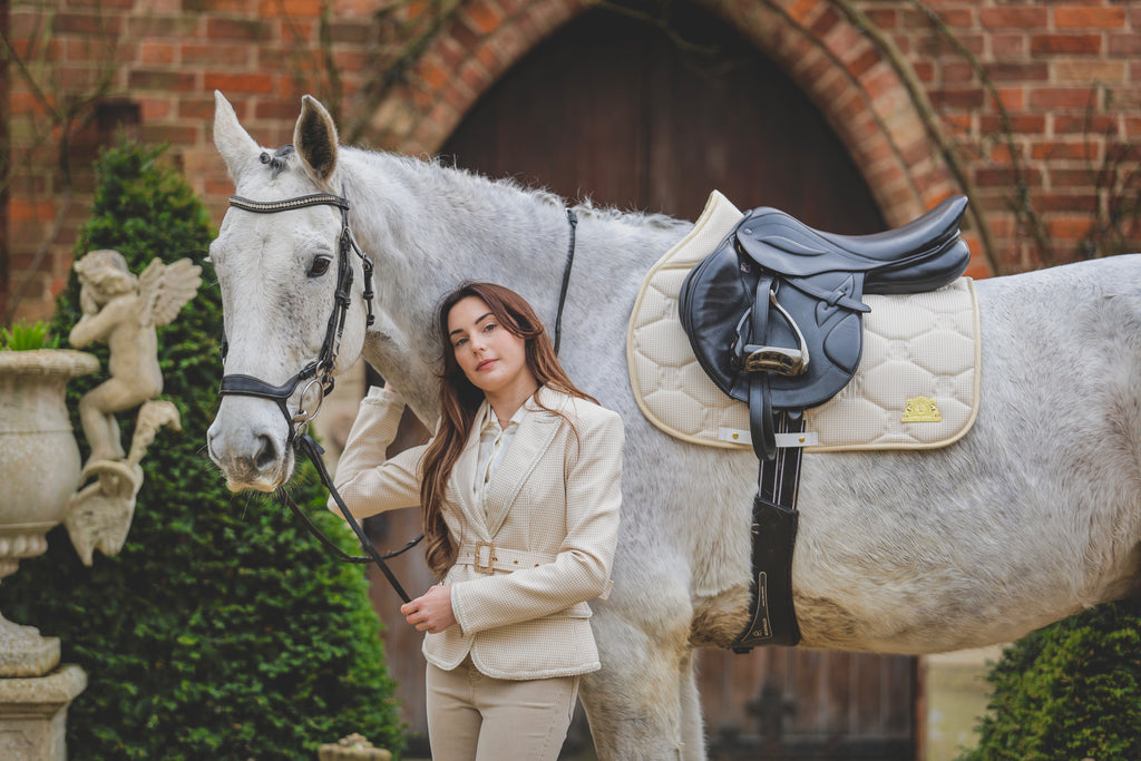 Cream & Gold tweed saddle pad