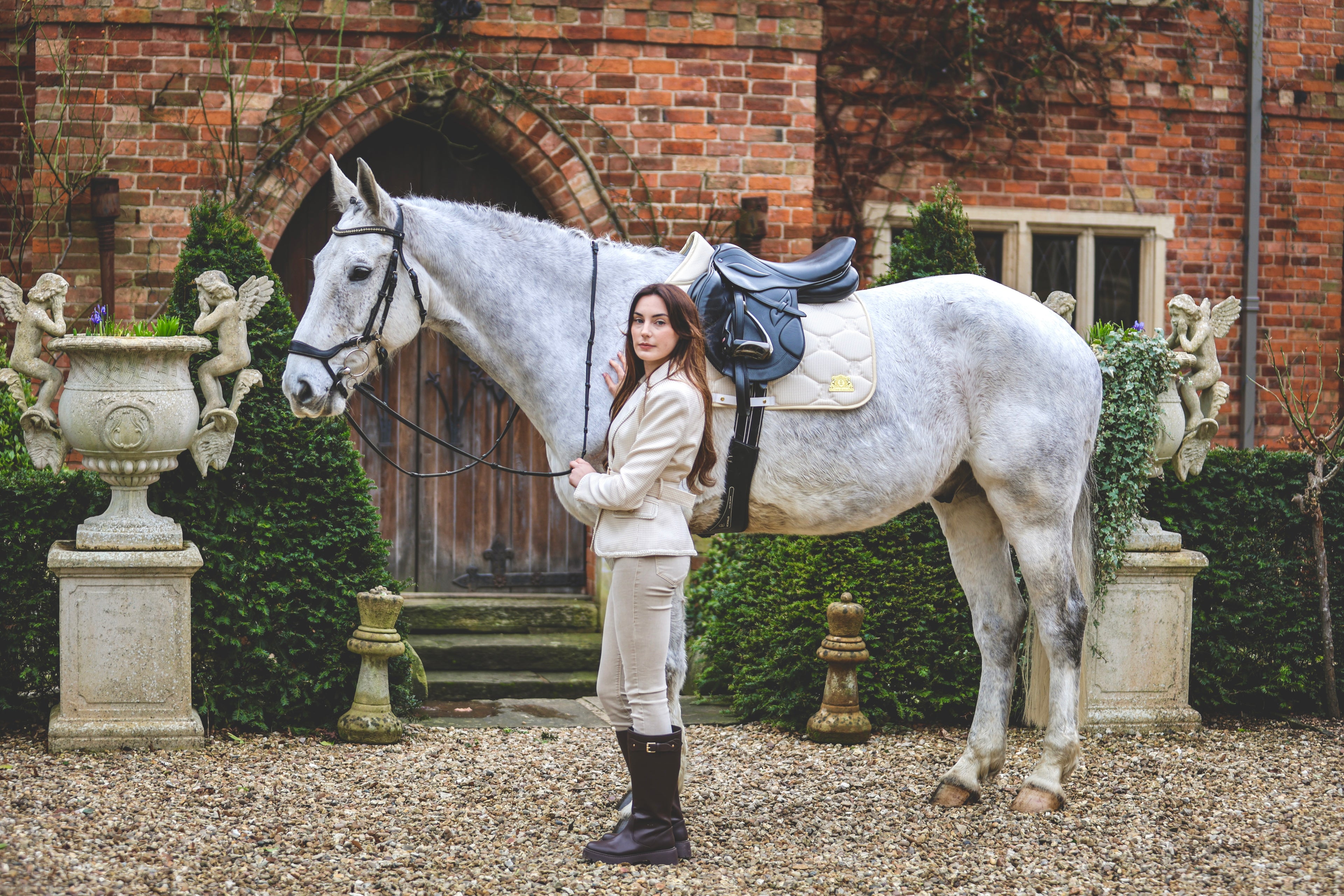 Cream & Gold tweed saddle pad