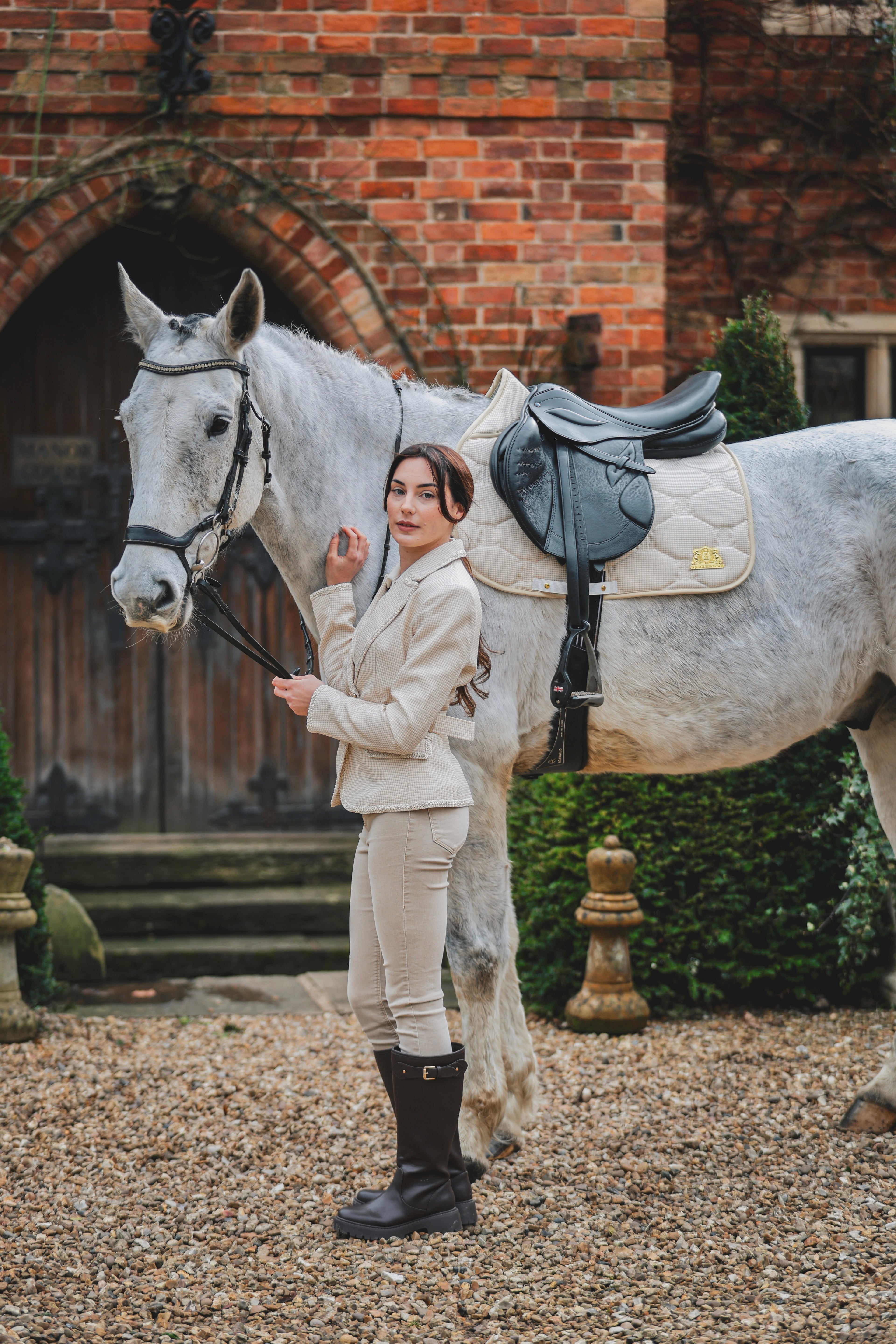 Cream & Gold tweed saddle pad