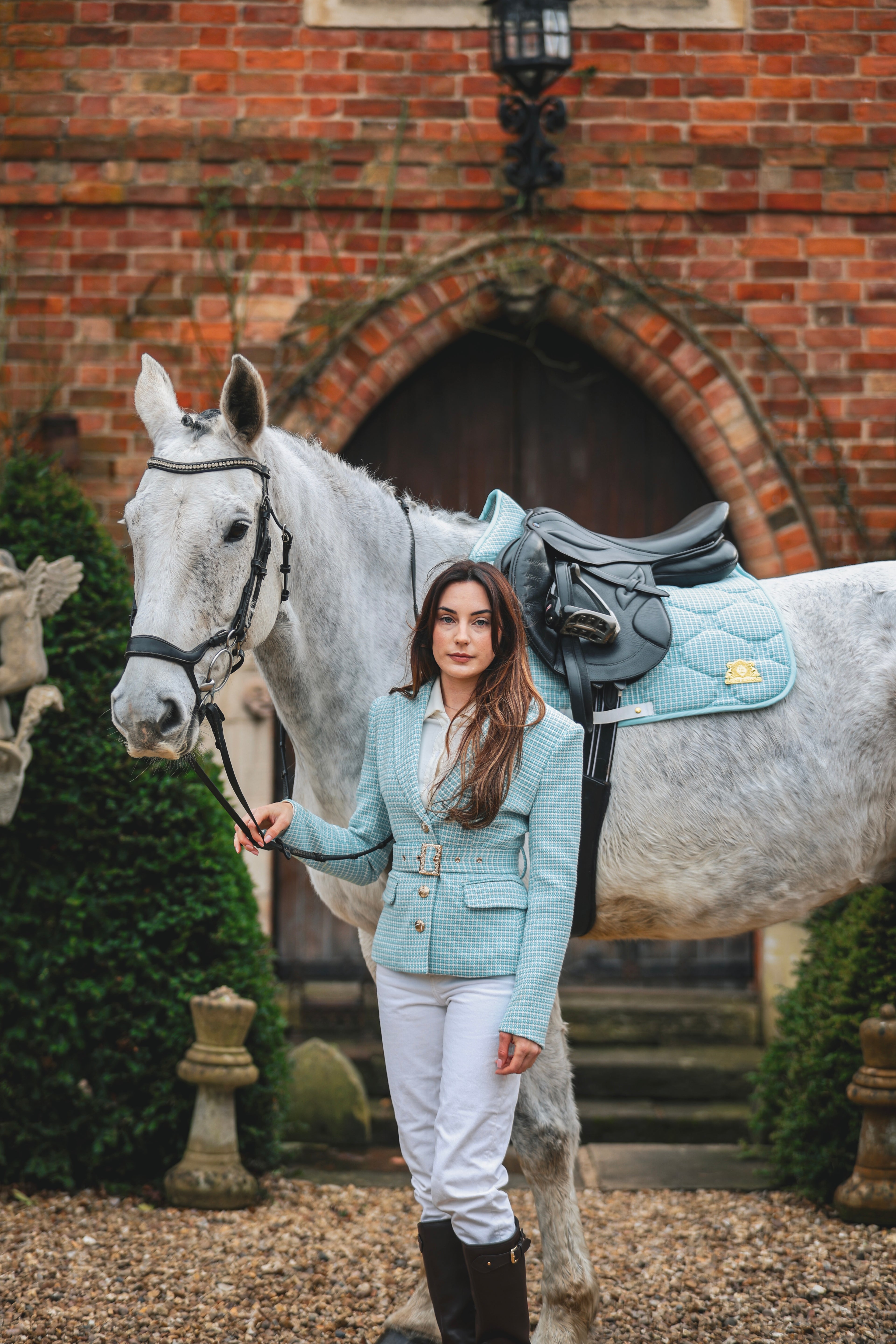 Blue tweed saddle pad